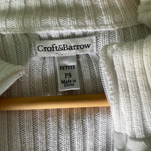 Croft & Barrow White Ribbed Knit Sweater Jacket - Picture 3 of 5